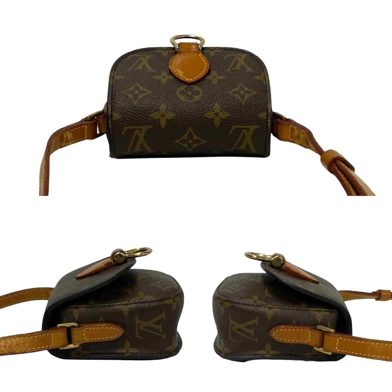 LOUIS VUITTON Shoulder Bag leather Brown Monogram Mini Mini Saint-Cloud
