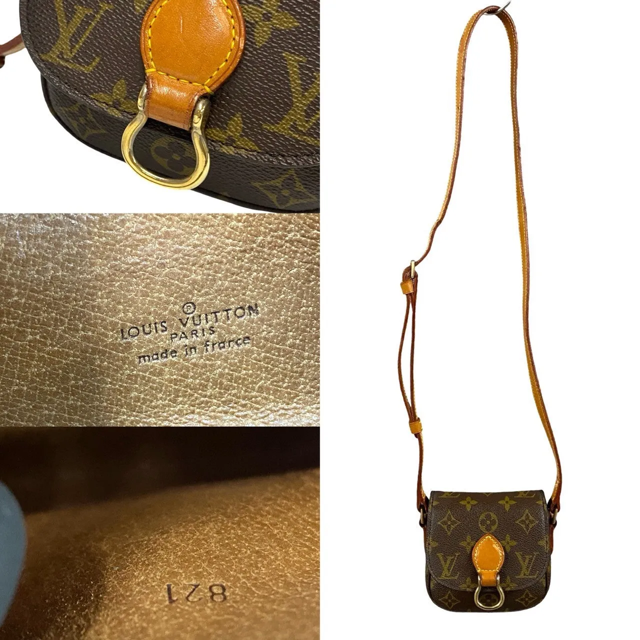 LOUIS VUITTON Shoulder Bag leather Brown Monogram Mini Mini Saint-Cloud
