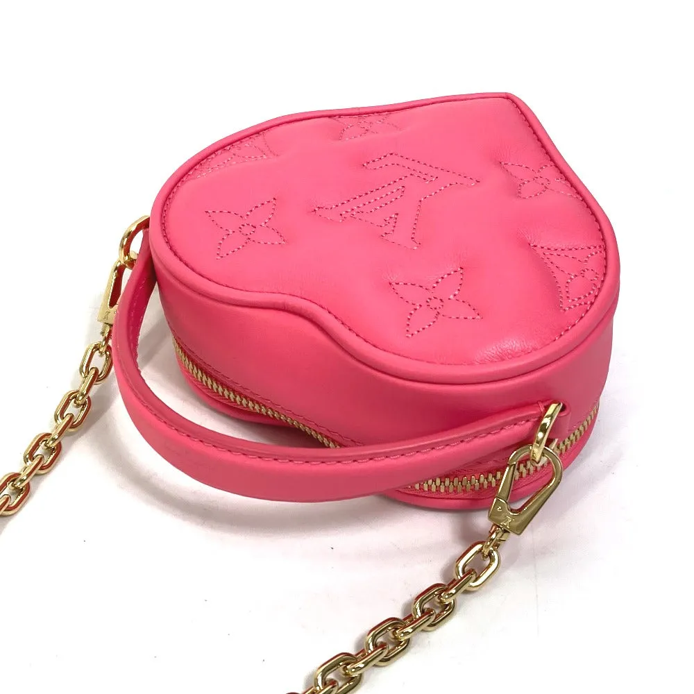 LOUIS VUITTON Shoulder Bag M81893 leather pink Monogram Bubblegram pop my heart pouch Women Used