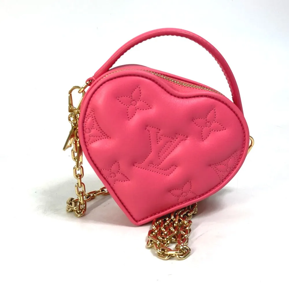 LOUIS VUITTON Shoulder Bag M81893 leather pink Monogram Bubblegram pop my heart pouch Women Used