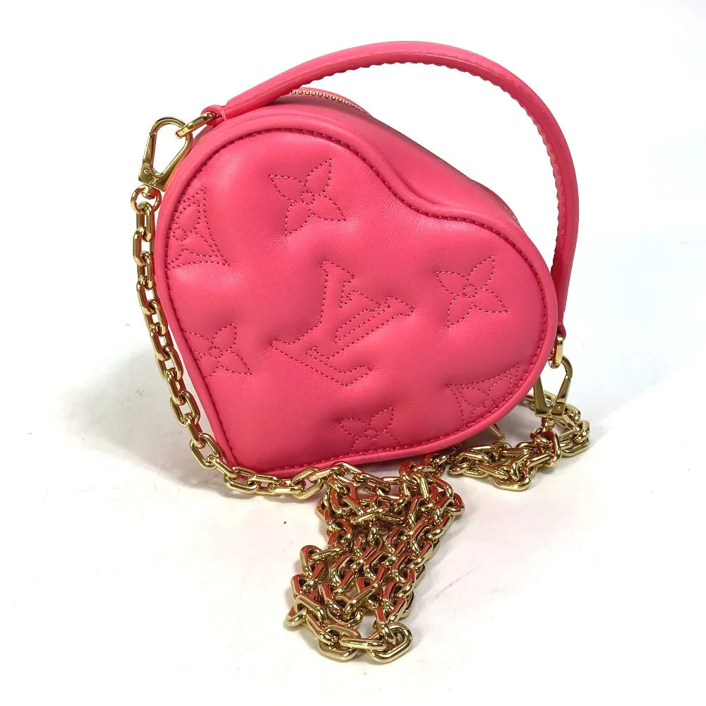 LOUIS VUITTON Shoulder Bag M81893 leather pink Monogram Bubblegram pop my heart pouch Women Used
