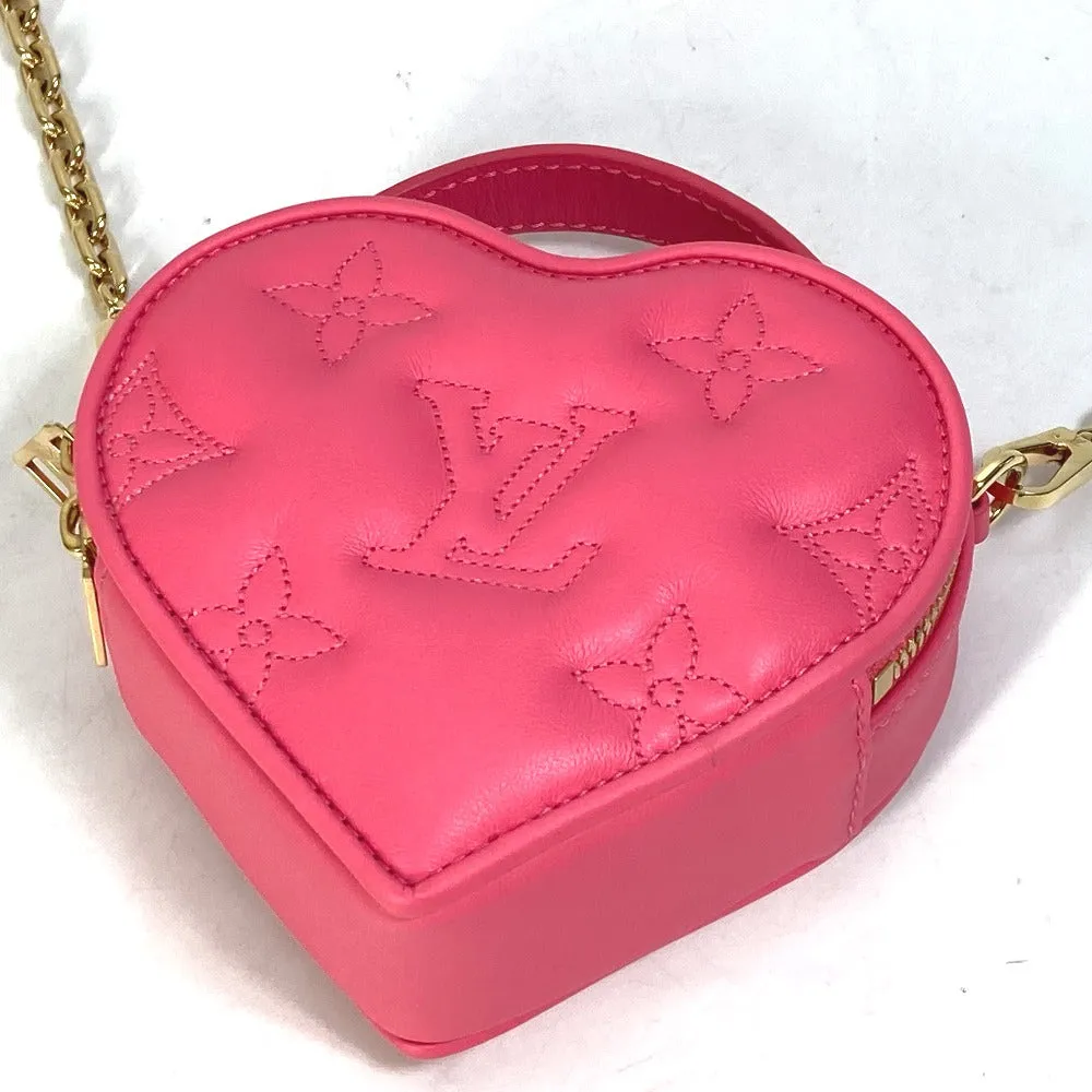 LOUIS VUITTON Shoulder Bag M81893 leather pink Monogram Bubblegram pop my heart pouch Women Used