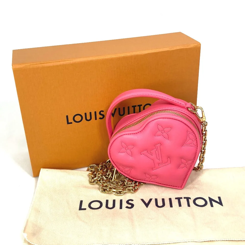 LOUIS VUITTON Shoulder Bag M81893 leather pink Monogram Bubblegram pop my heart pouch Women Used