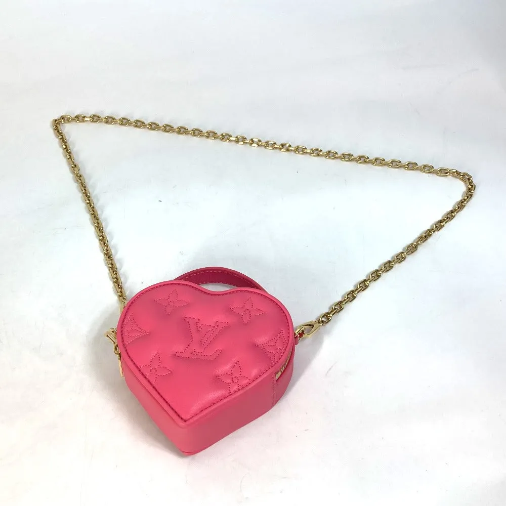 LOUIS VUITTON Shoulder Bag M81893 leather pink Monogram Bubblegram pop my heart pouch Women Used