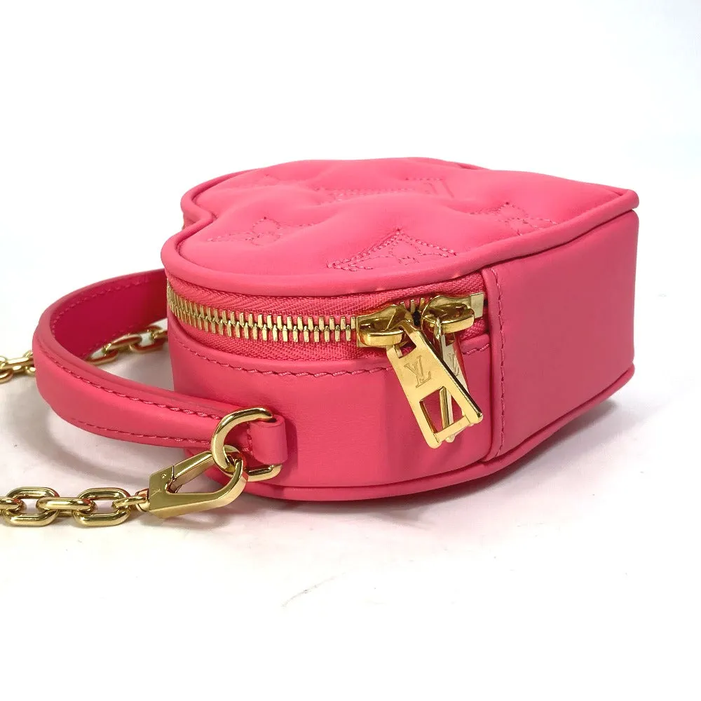 LOUIS VUITTON Shoulder Bag M81893 leather pink Monogram Bubblegram pop my heart pouch Women Used