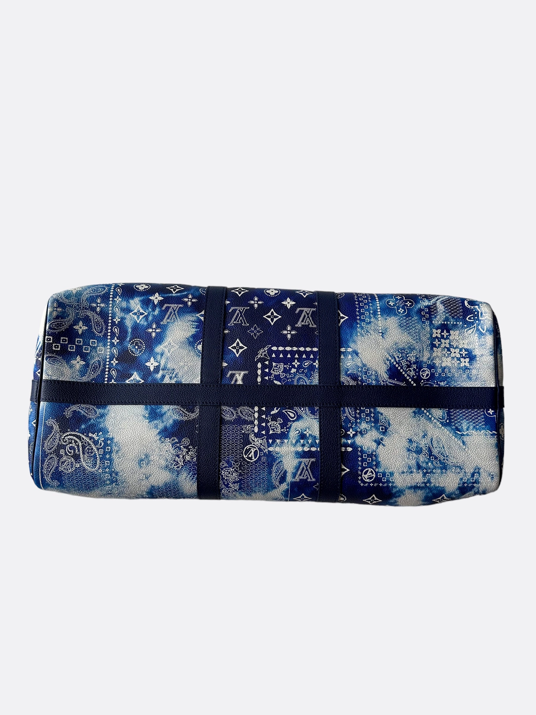 Louis Vuitton Blue Bandana Monogram Keepall 50