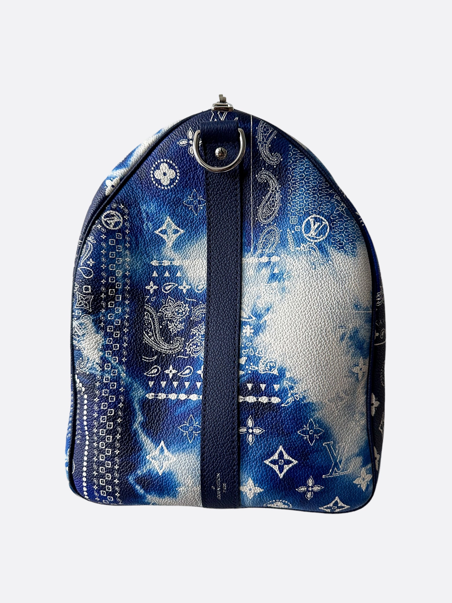 Louis Vuitton Blue Bandana Monogram Keepall 50