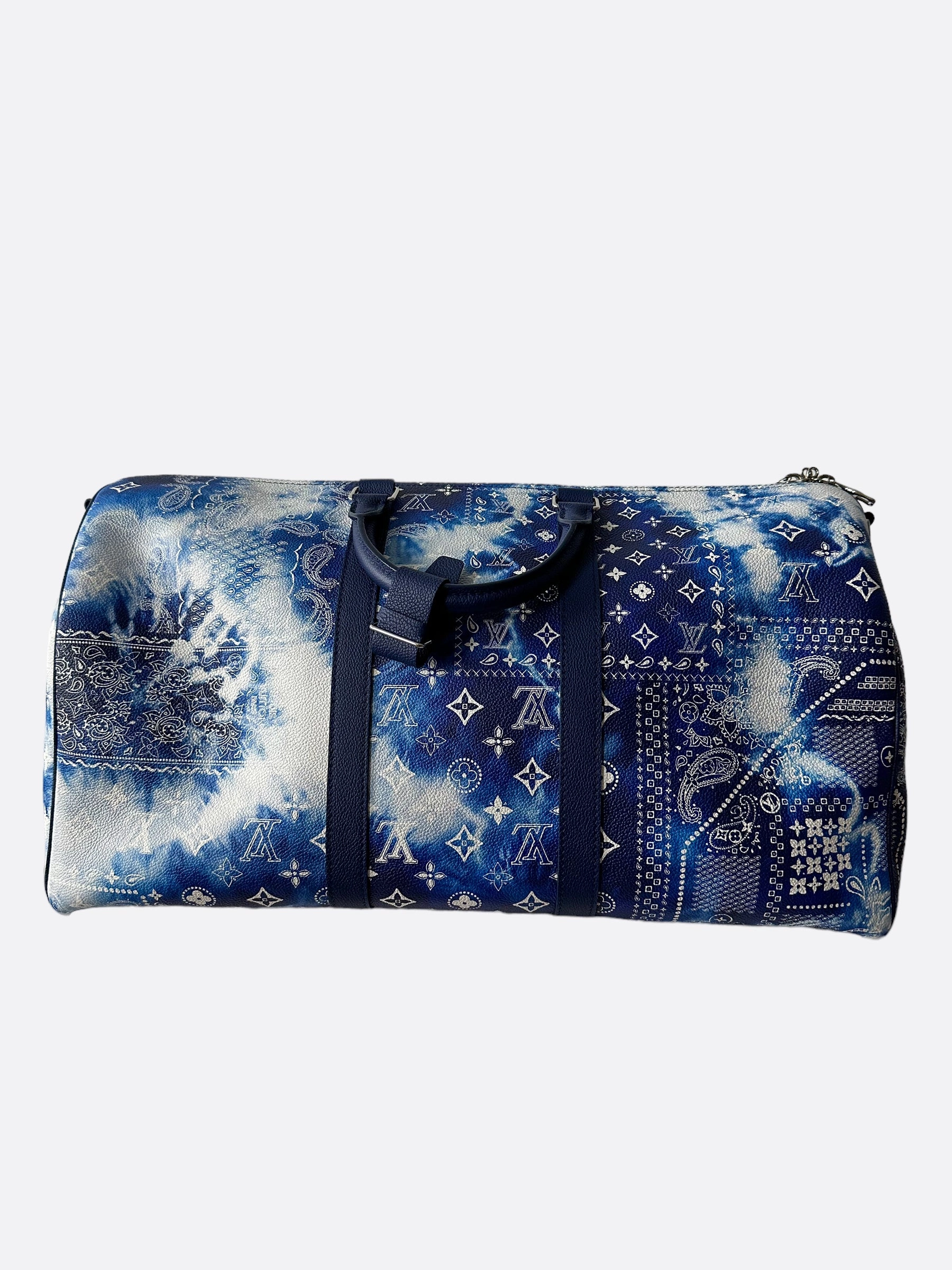 Louis Vuitton Blue Bandana Monogram Keepall 50