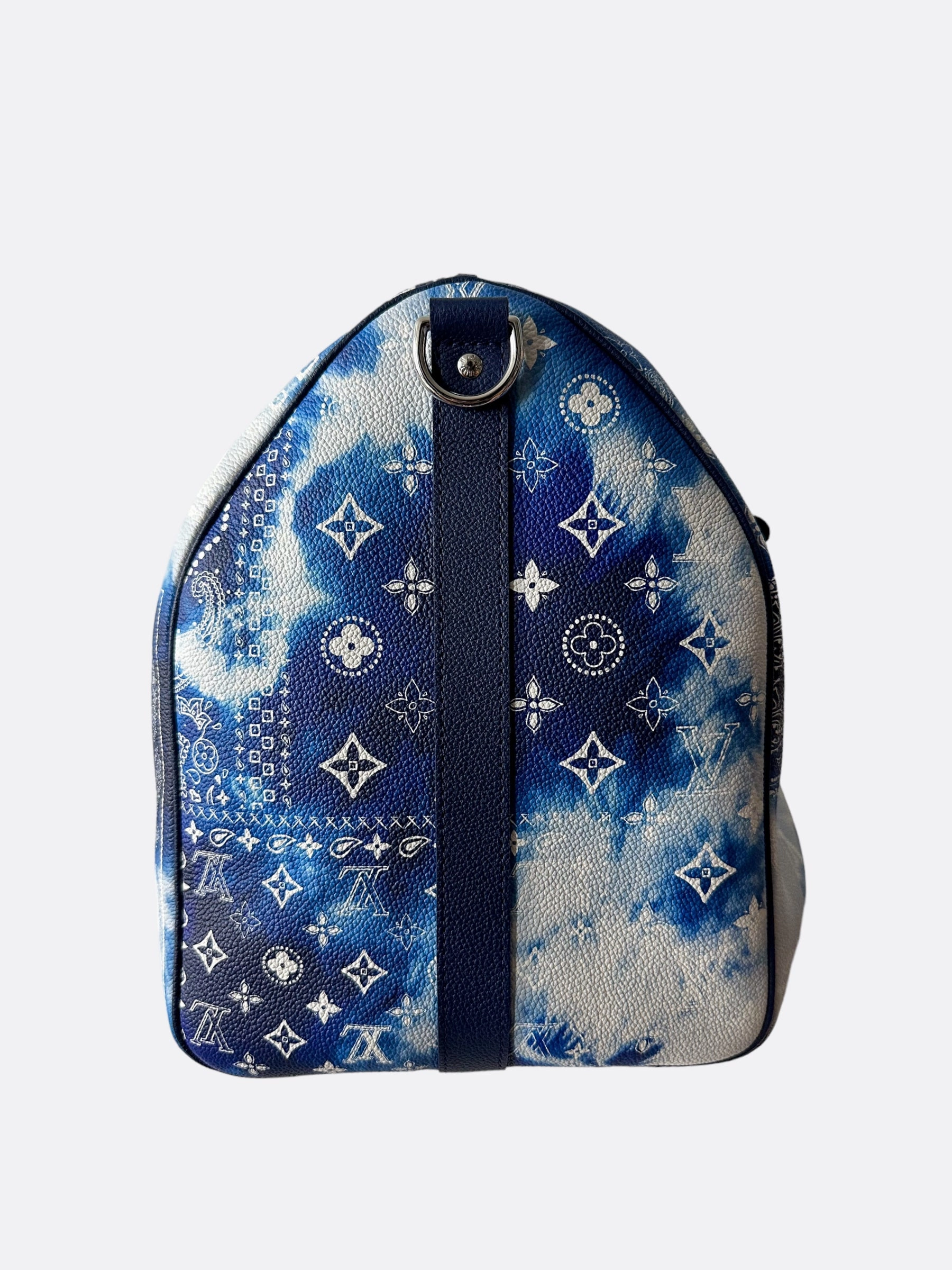 Louis Vuitton Blue Bandana Monogram Keepall 50