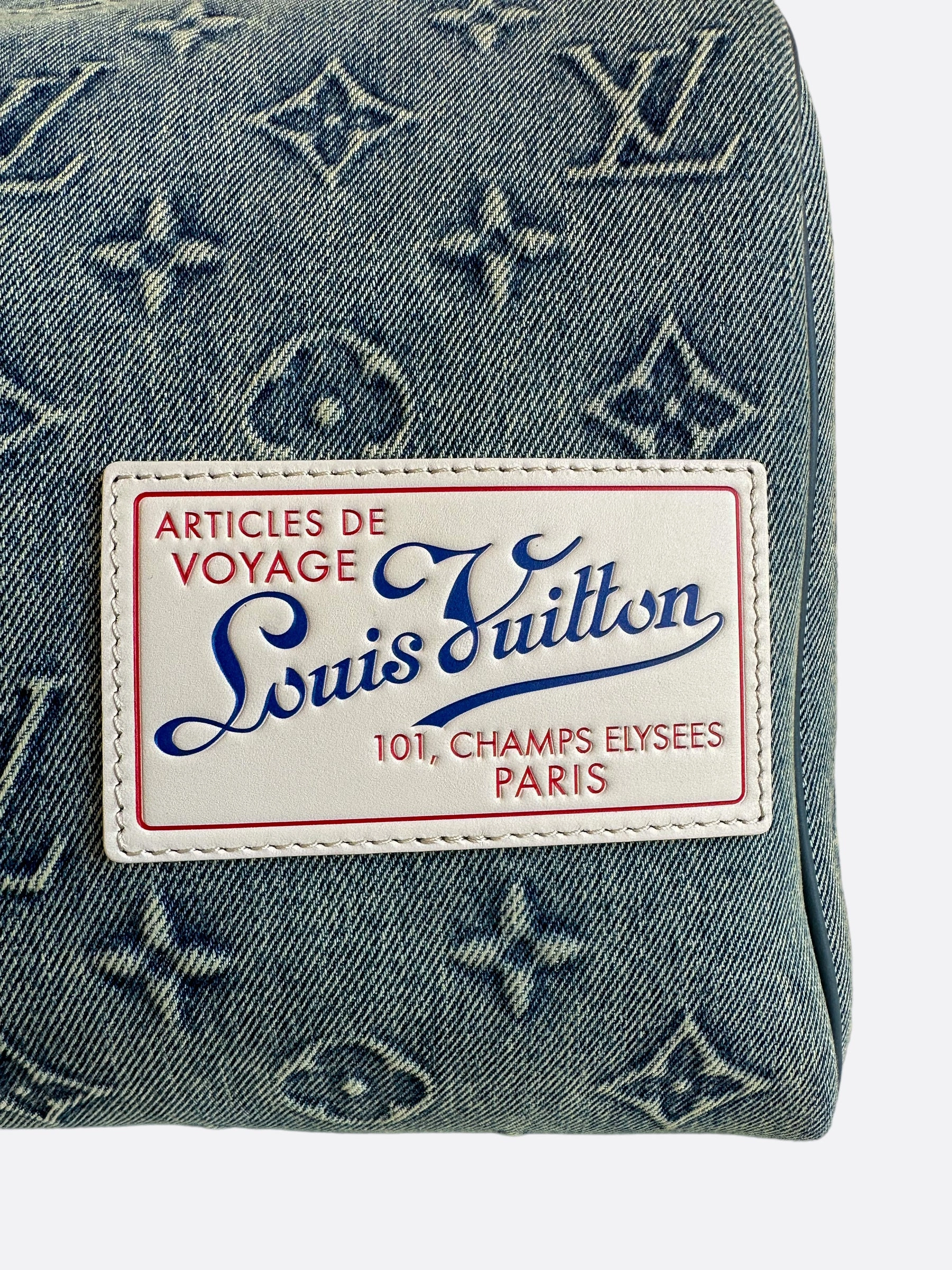 Louis Vuitton Blue Denim Monogram Keepall 50