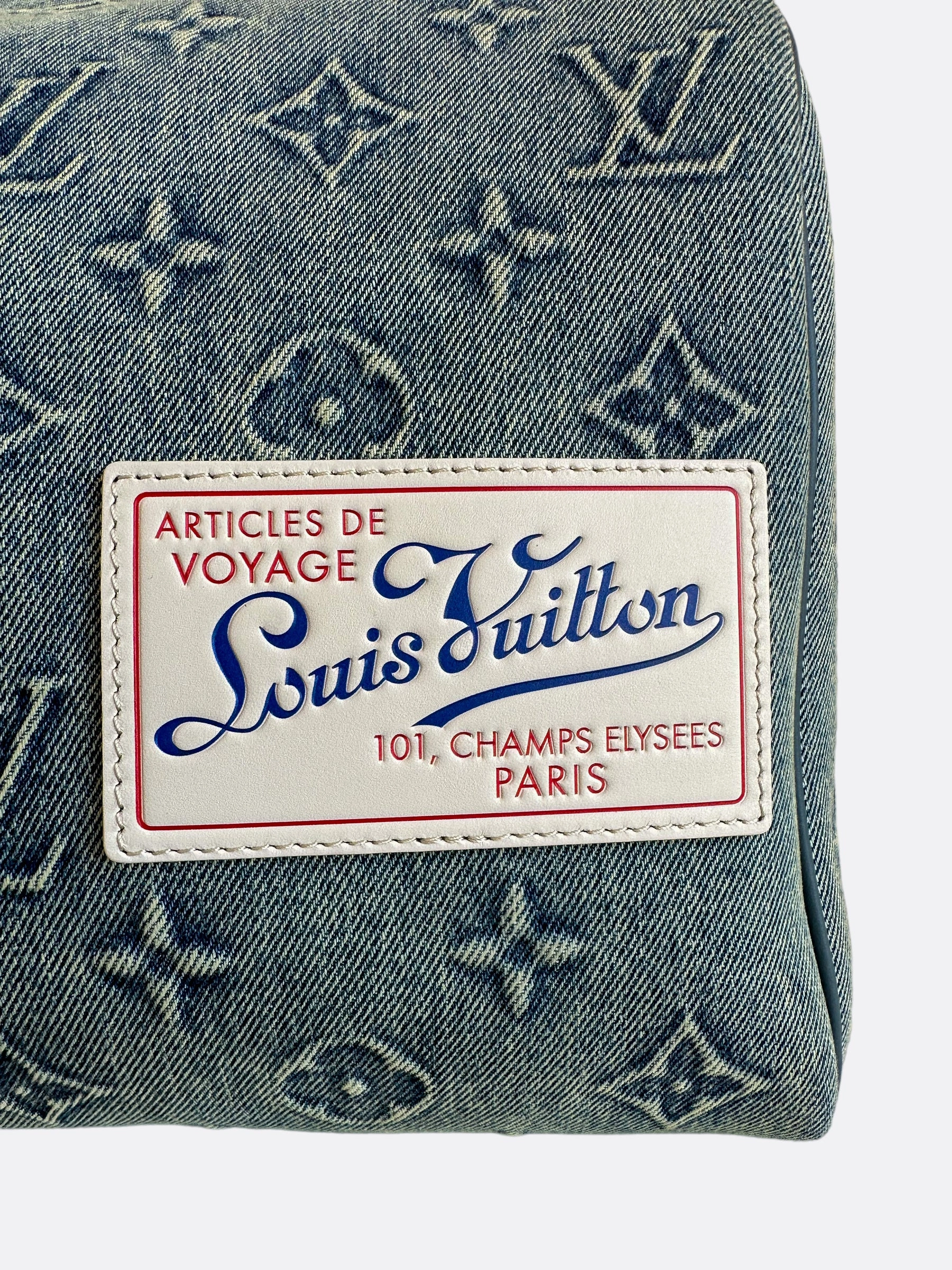 Louis Vuitton Blue Denim Monogram Keepall 50