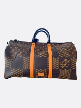 Louis Vuitton Nigo Brown Giant Damier Monogram Keepall 50