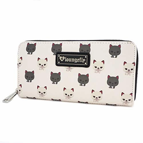 Loungefly Cat Print Faux Leather Mini Backpack and Wallet Set (Off White)