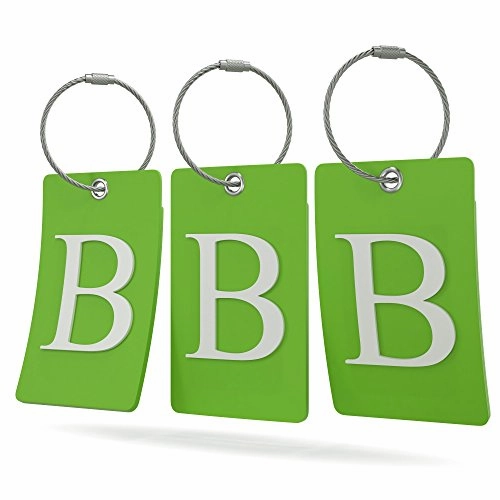Luggage Tag Initial  Fully Bendable Tag W/ Stainless Steel Loop (Letter B)