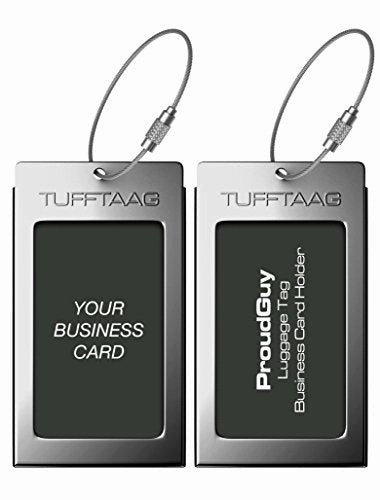 Luggage Tags Business Card Holder Tufftaag Pair Travel Id Bag Tag - Gunmetal