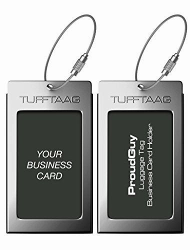 Luggage Tags Business Card Holder Tufftaag Pair Travel Id Bag Tag - Gunmetal