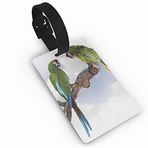 Luggage Tags Flexible Travel ID Identification LabelsTwo Parrot Macaw On A Branch Talking Birds