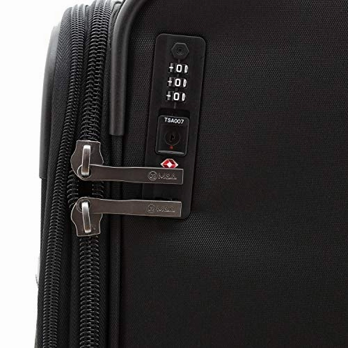 M&A Encore Wide Trolley Spinner Luggage with TSA Lock, Black, Carry-On 20-Inch