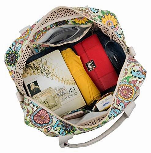 Malirona Canvas Overnight Bag Women Weekender Bag Carry On Travel Duffel Bag Floral Design (Flower)