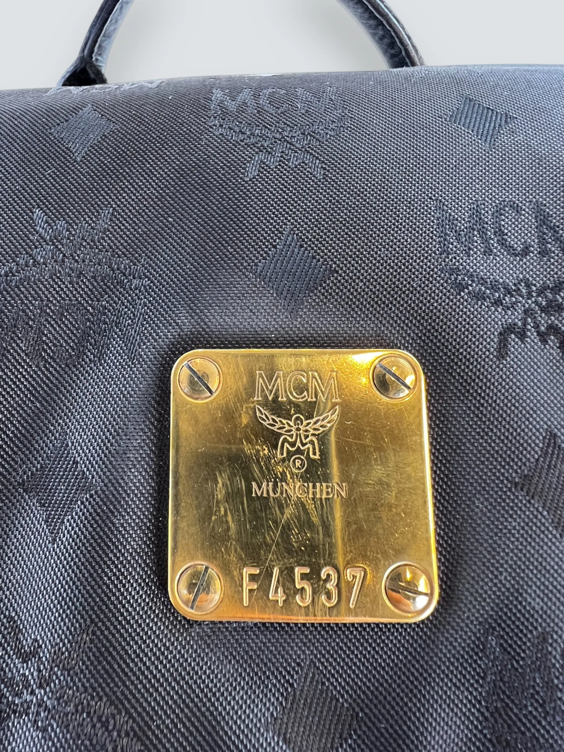 MCM Black Vintage Nylon Logogram Backpack