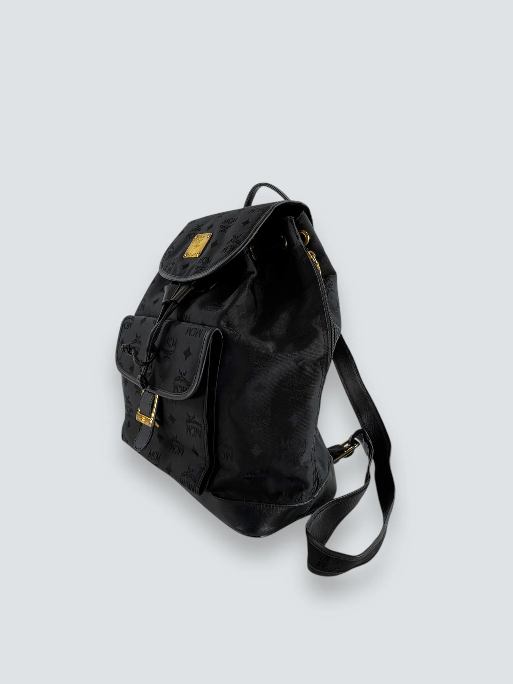 MCM Black Vintage Nylon Logogram Backpack
