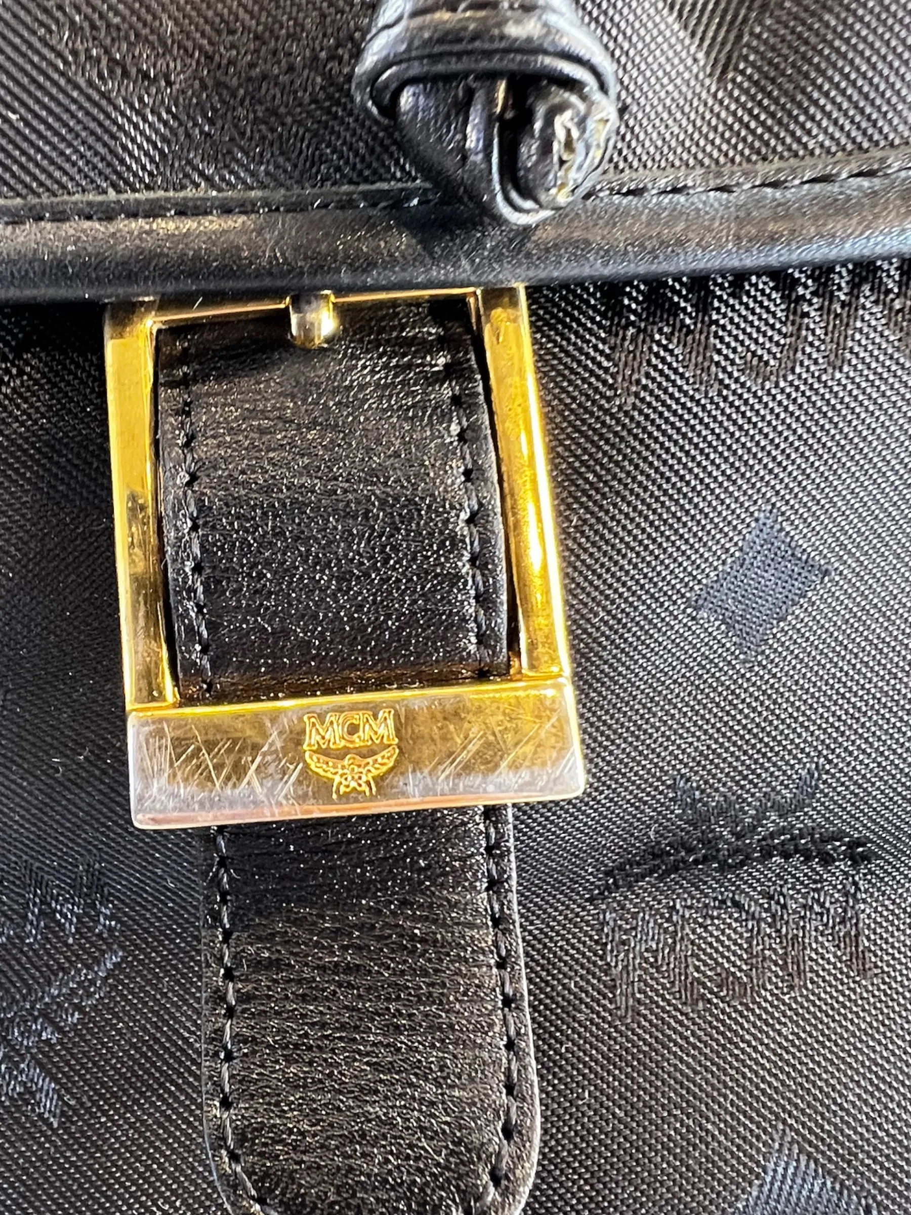 MCM Black Vintage Nylon Logogram Backpack