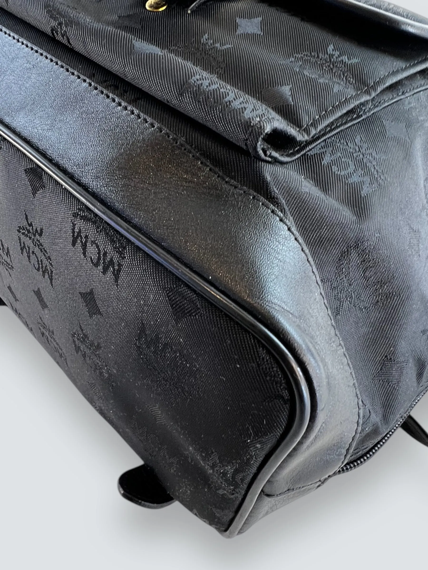 MCM Black Vintage Nylon Logogram Backpack
