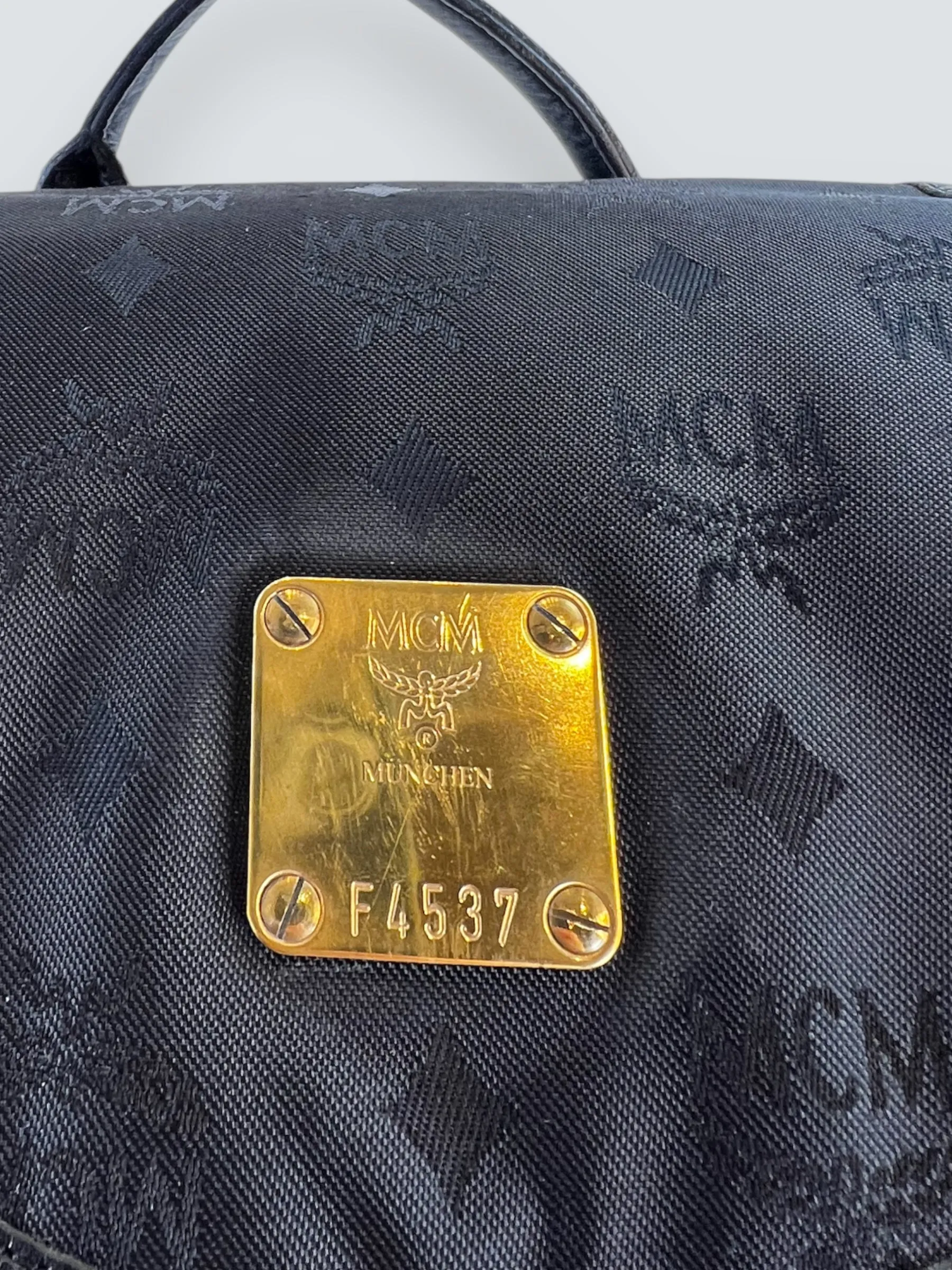 MCM Black Vintage Nylon Logogram Backpack