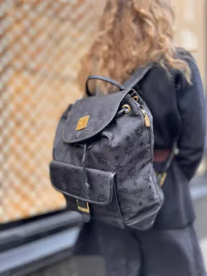MCM Black Vintage Nylon Logogram Backpack