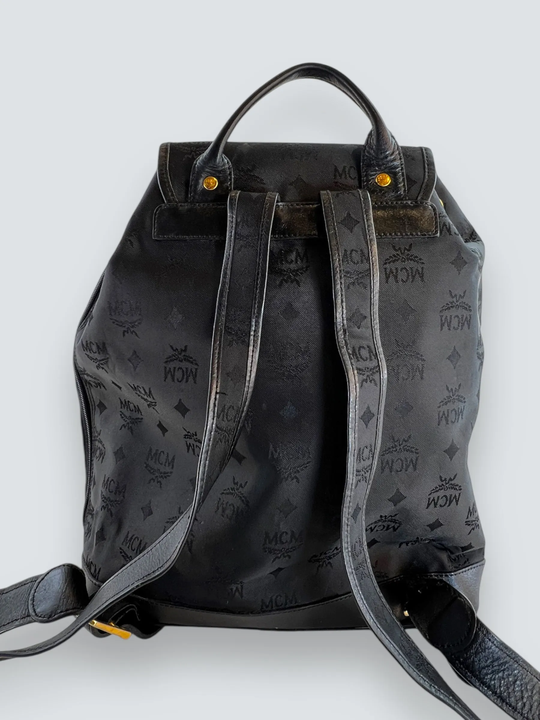 MCM Black Vintage Nylon Logogram Backpack