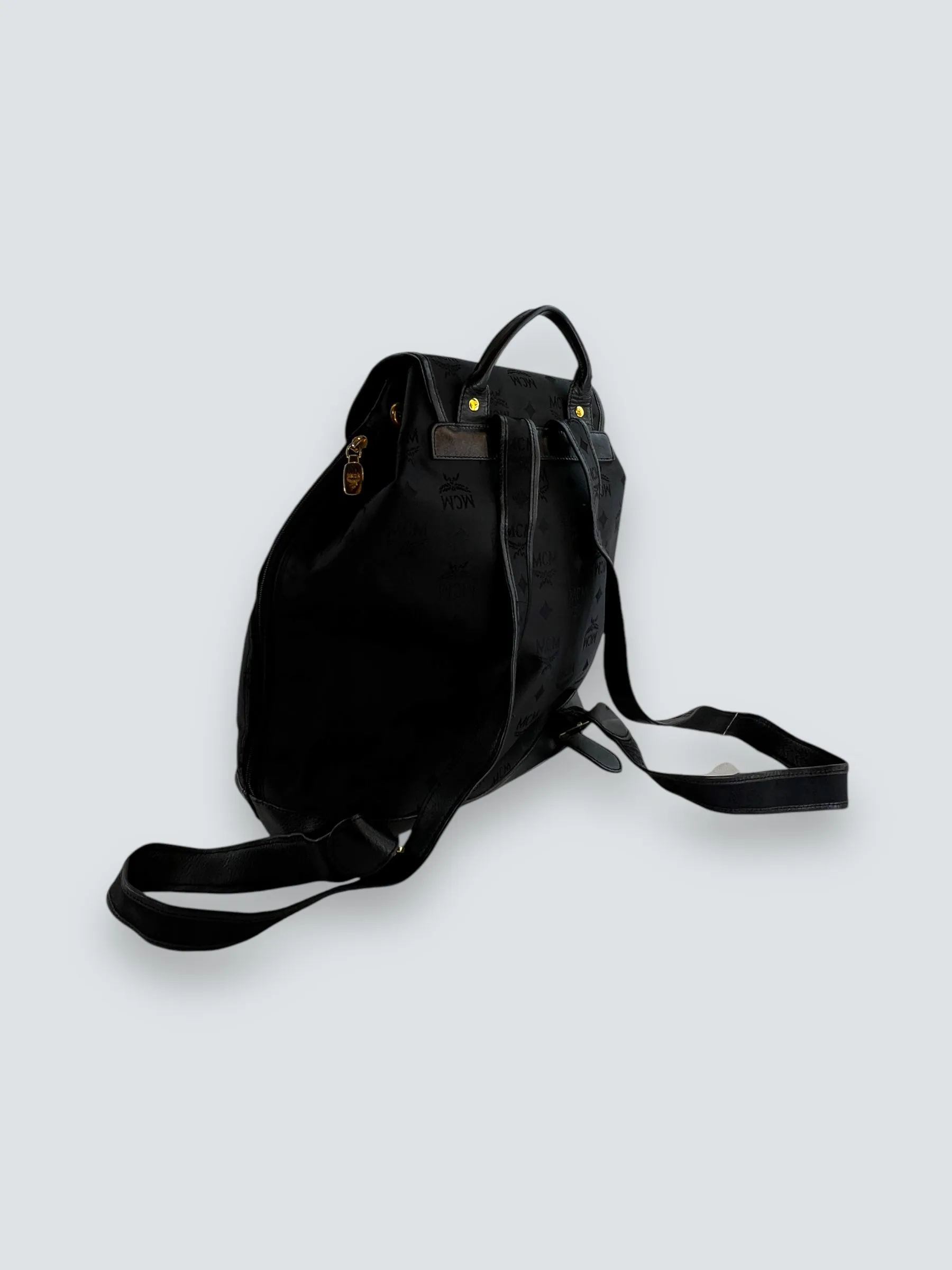 MCM Black Vintage Nylon Logogram Backpack