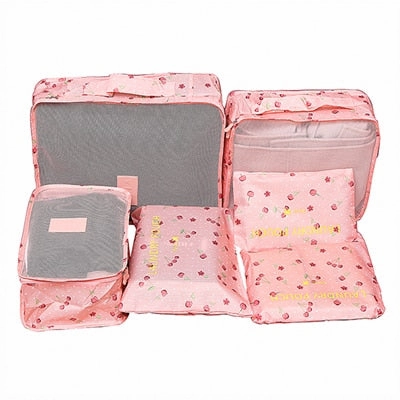 Mihawk 6Pcs/set Packing Cube Travel Bags Portable Large Capacity Clothing Sorting Organizer Luggage