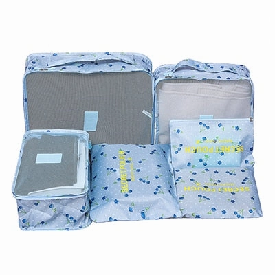 Mihawk 6Pcs/set Packing Cube Travel Bags Portable Large Capacity Clothing Sorting Organizer Luggage