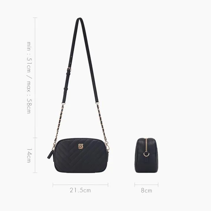 Mini Bold & Golden Logo Quilted Camera bag - Black