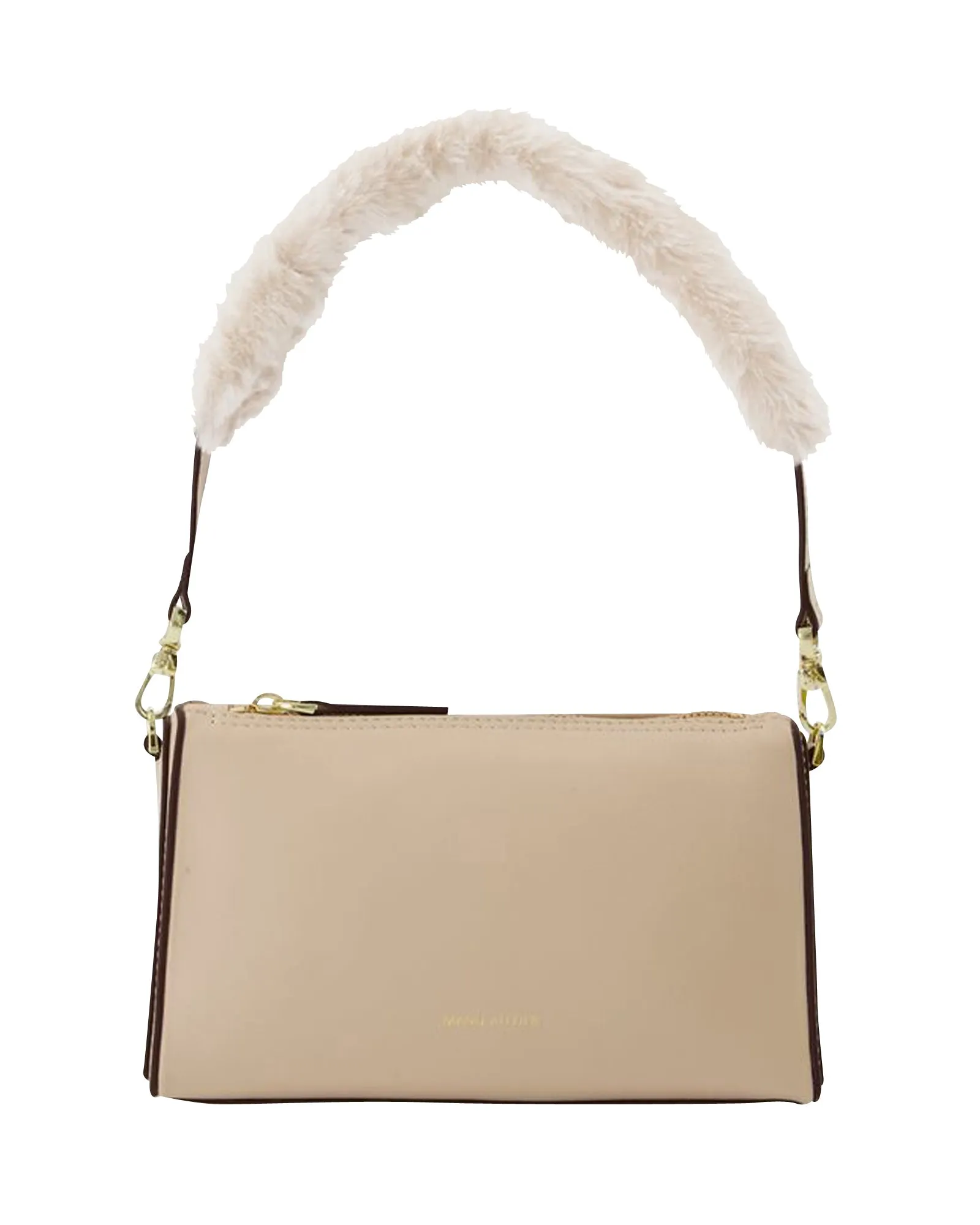 Mini Prism Bag in Ivory Leather/Faux Fur