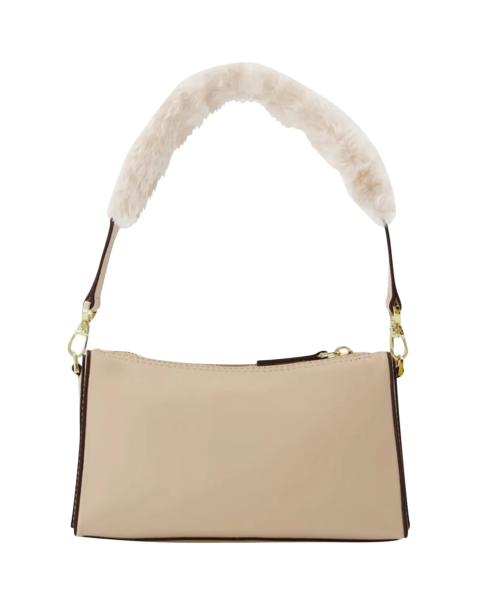 Mini Prism Bag in Ivory Leather/Faux Fur