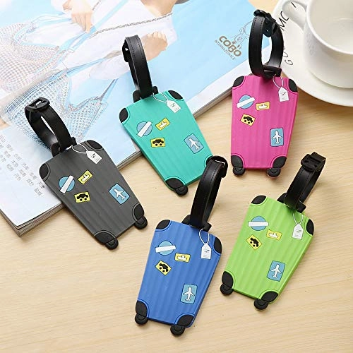 Mziart Cute Luggage Tags Unique Funny Bag Tags Cartoon Baggage Suitcase Labels Travel Identifiers Name Tags (Set of 5)