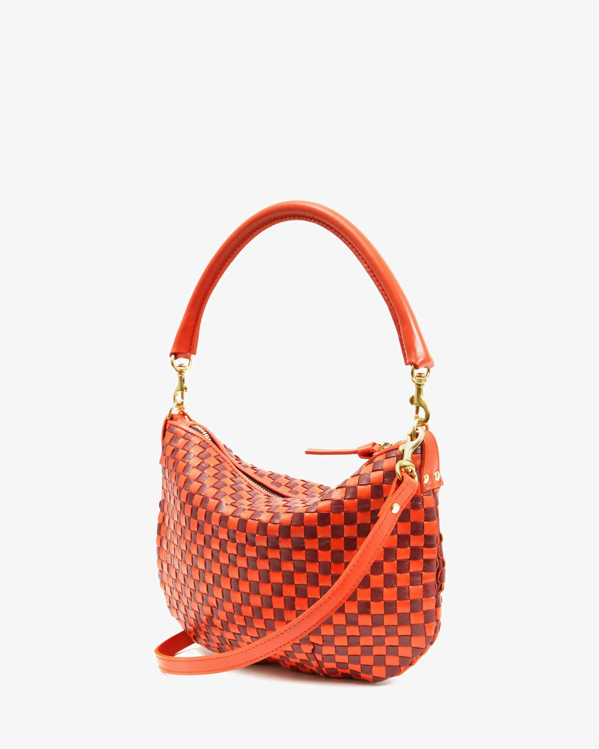 Petit Moyen Handbags - Crossbody - Petit Moyen Bright Poppy & Bordeaux Woven Checker