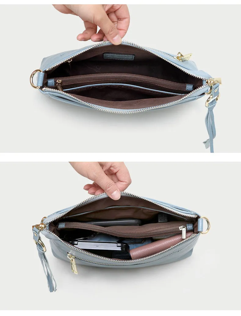 Pink Zip Leather Wristlet Wallet Womens Small Crossbody Purse Minimalist Shoulder Bag for Women