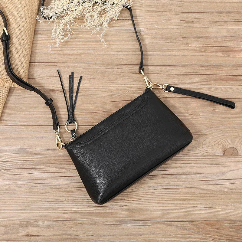 Pink Zip Leather Wristlet Wallet Womens Small Crossbody Purse Minimalist Shoulder Bag for Women