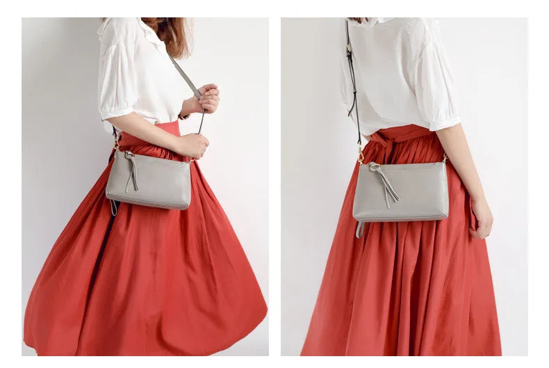 Pink Zip Leather Wristlet Wallet Womens Small Crossbody Purse Minimalist Shoulder Bag for Women