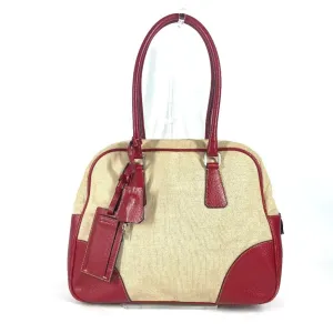 Prada  Color Leather Canvas Boston Bag Shoulder Bag (Pre-Owned)