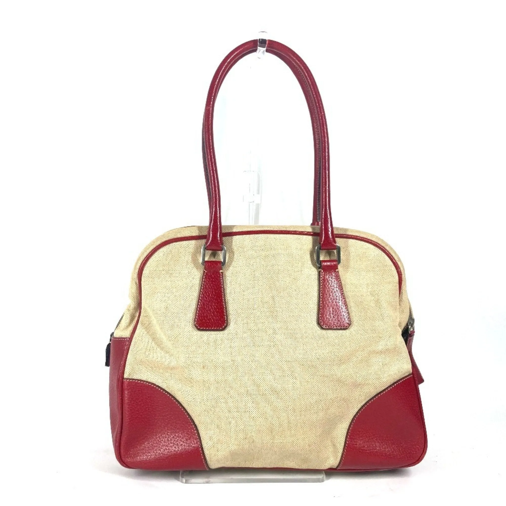 Prada  Color Leather Canvas Boston Bag Shoulder Bag (Pre-Owned)