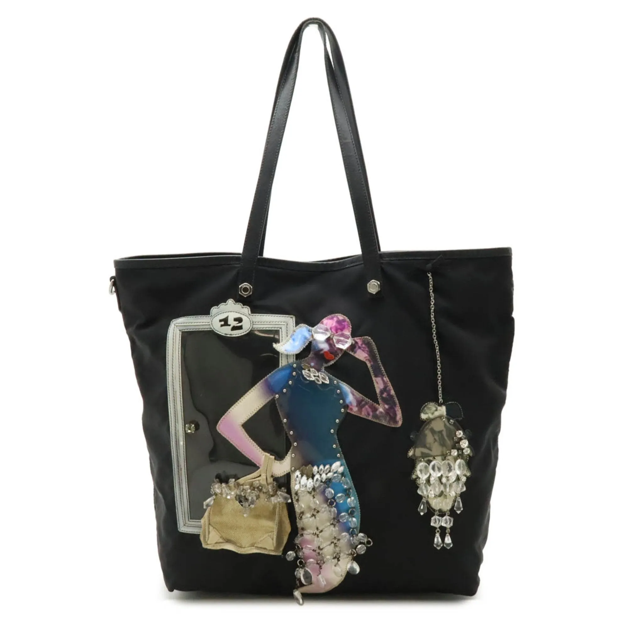 Prada  Nylon Leather Shoulder Bag (Pre-Owned)