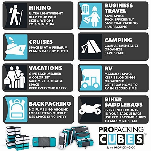 PRO Packing Cubes for Travel - Luggage Organizer Bags, Accessories - Ultralight