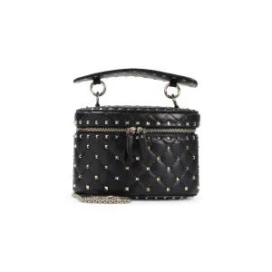 Rockstud Spike Black Leather Shoulder Bag