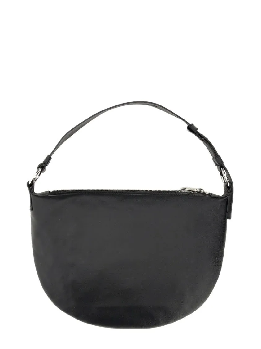 Rounded Black Nylon Shoulder Bag