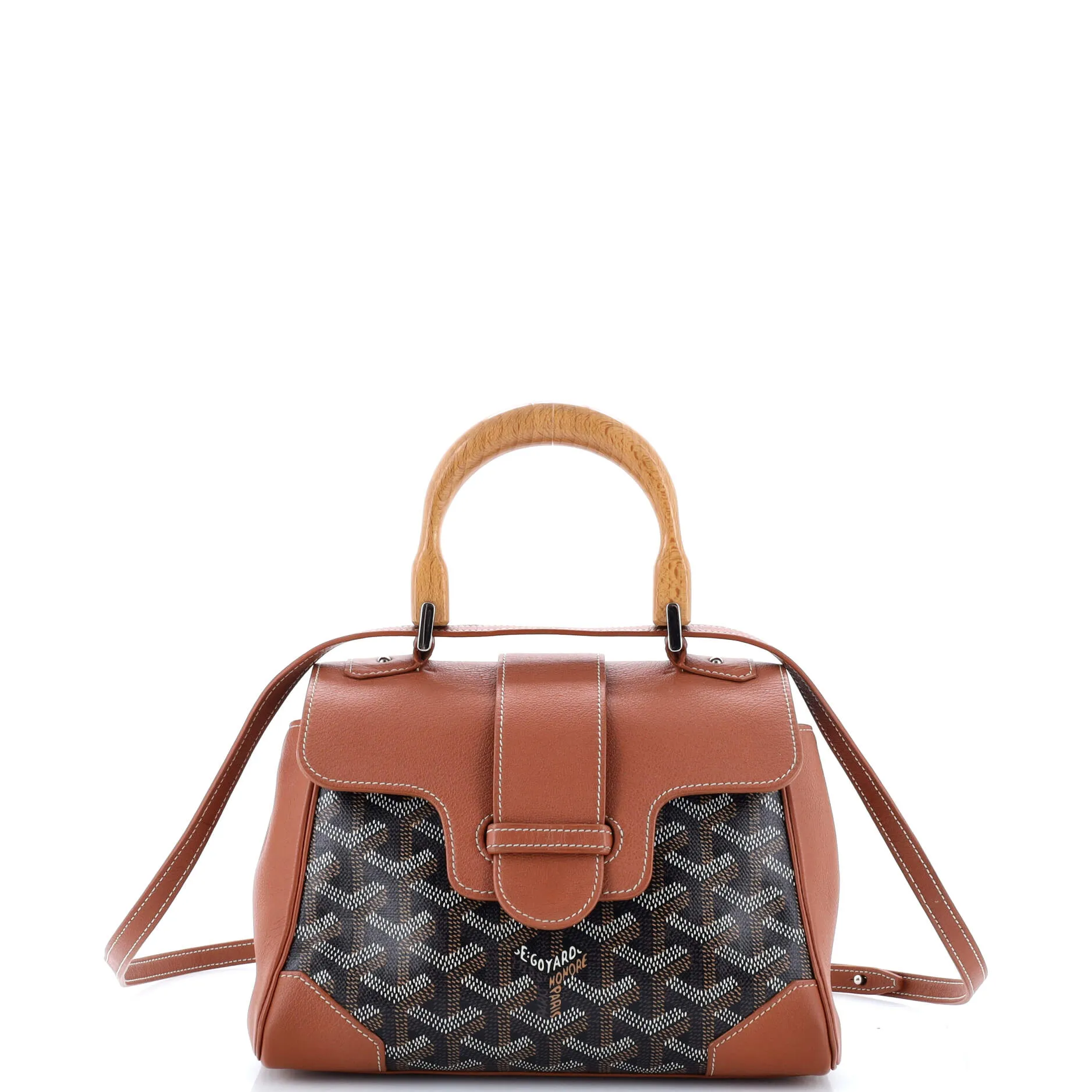 Saigon Top Handle Bag Coated Canvas with Leather Mini