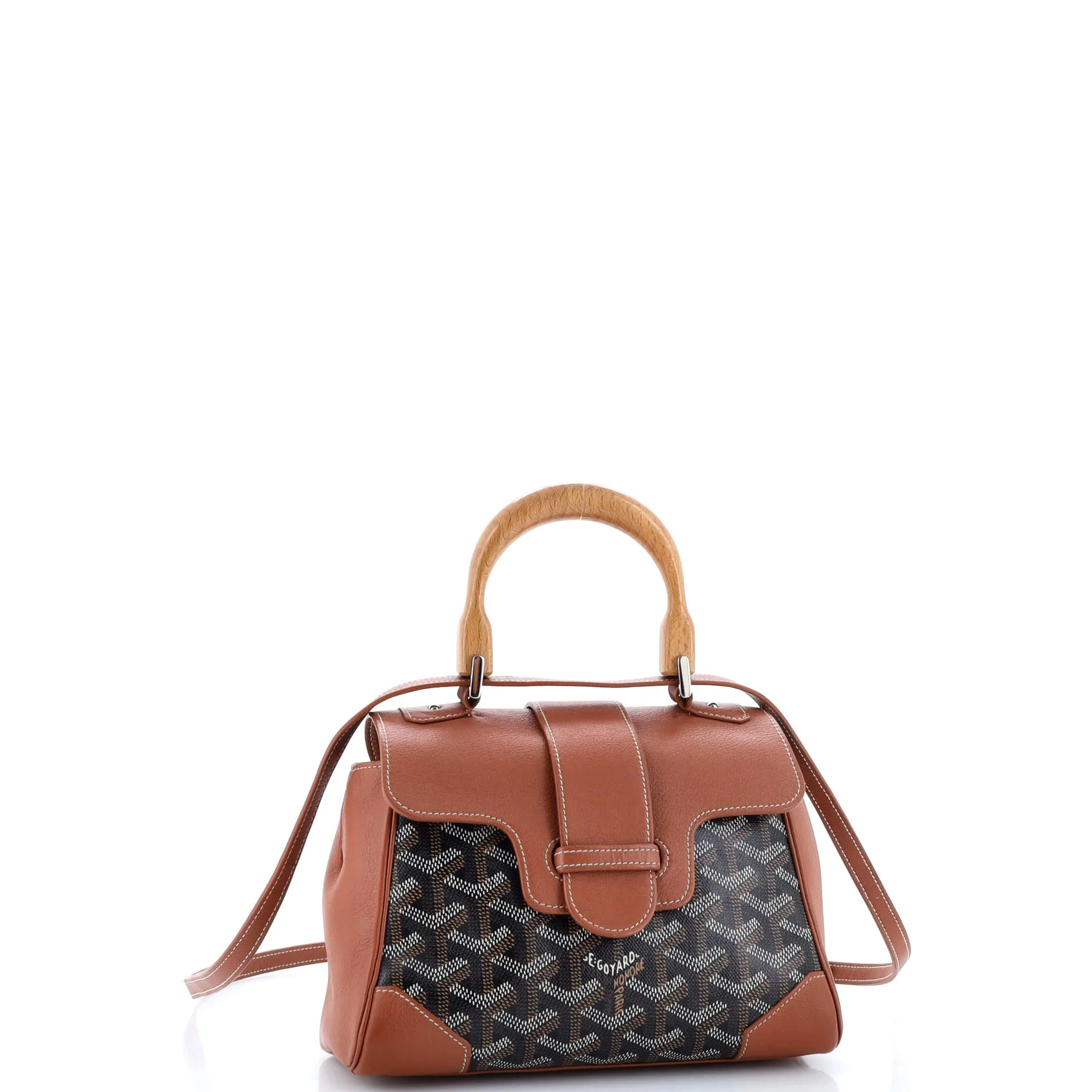 Saigon Top Handle Bag Coated Canvas with Leather Mini
