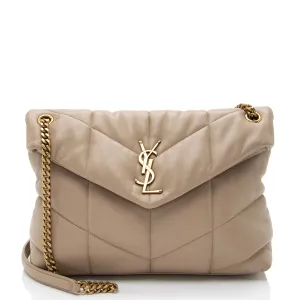 Saint Laurent Lambskin Monogram Puffer LouLou Medium Shoulder Bag